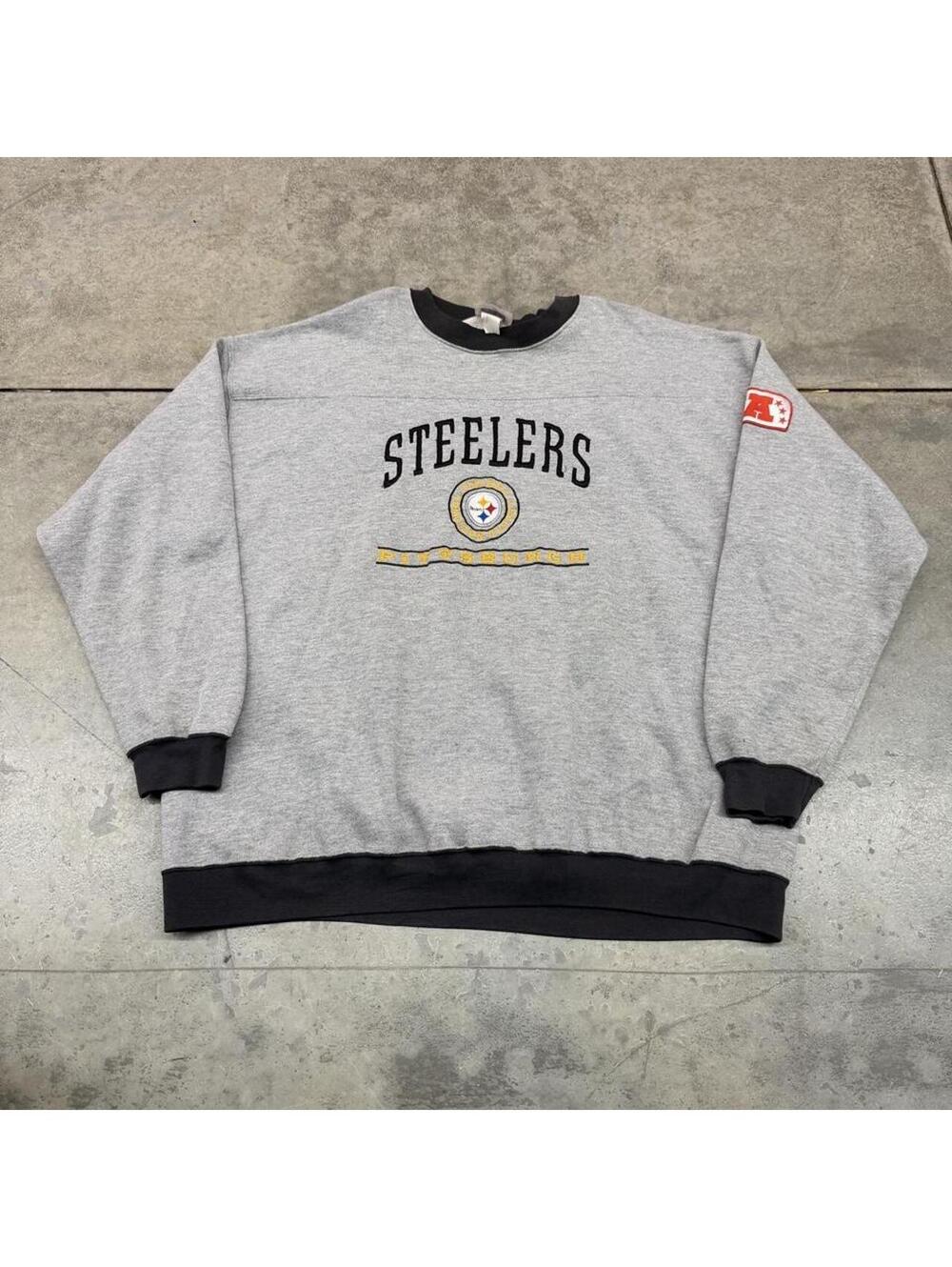 vintage pittsburgh steelers csa grey spell out crewneck size xxl